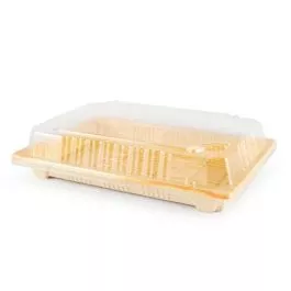 # 10 Sushi Container Base and Lid - Wooden Pattern - 400/Case