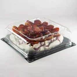 7" Square Cake Container with 2" Dome & Black Base Combo - 100/Case