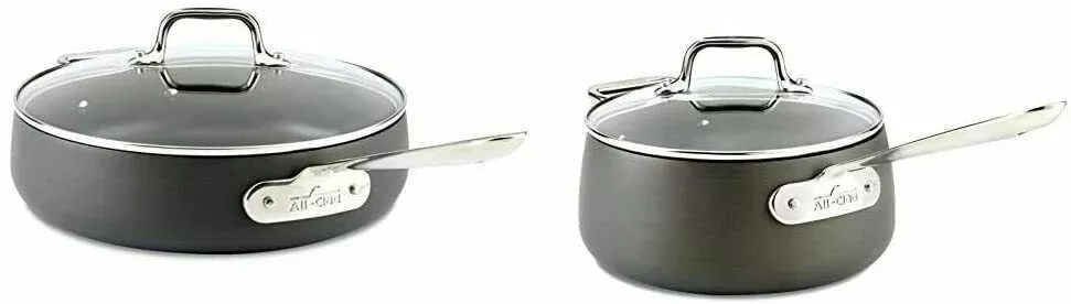 All-Clad HA1 Hard Anodized Nonstick PFOA Free 4-qt Saute Pan & 3.5 -qt Sauce Pan