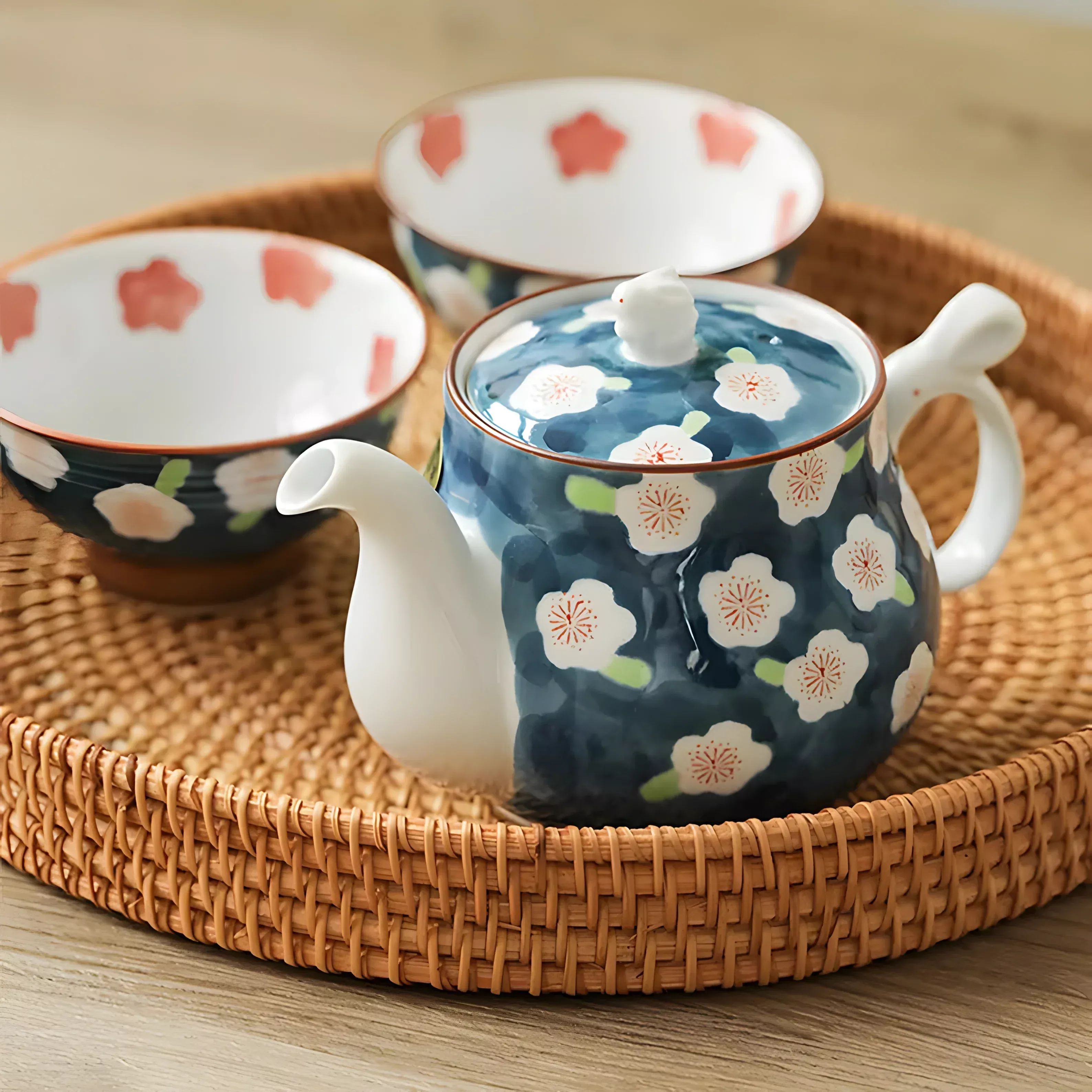 Arita Ware | Plum Mug with RabbitTeapot Set