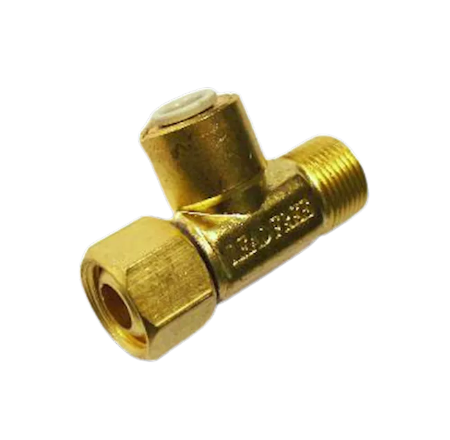 Brass Supply Stop Extender Tee 3/8" Compress x 1/4" Push