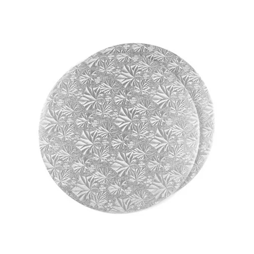 Cake Board Round 8-in - Silver Patterned Foil, 2-Pack