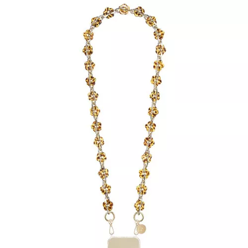 Cassy Crossbody Phone Lanyard - Tortoiseshell & Gold Metal, 120cm