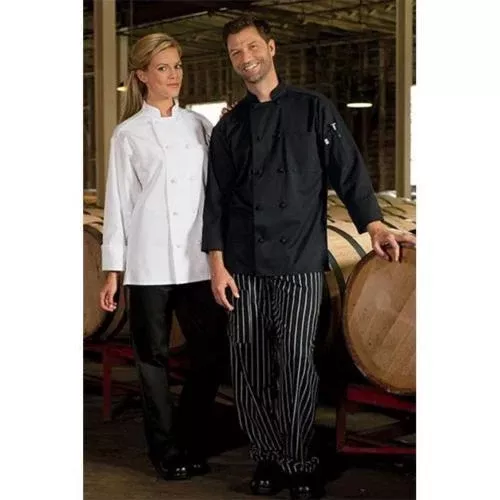 Chef Coat 10 Knot Black Med