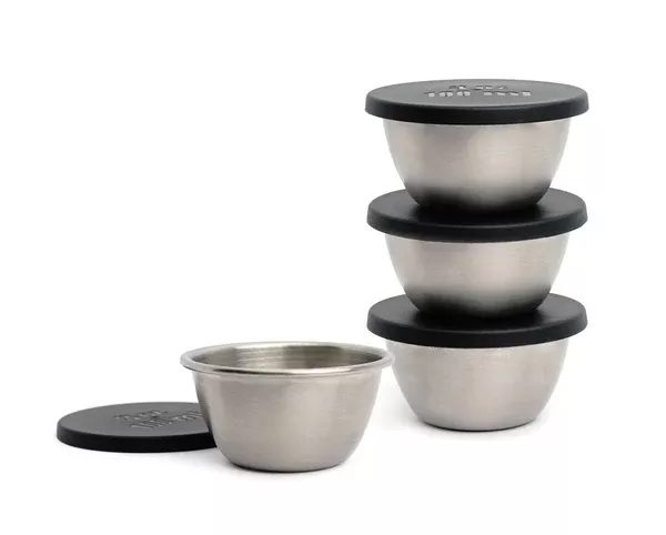 Condiment Cups w /Lids - Stainless Steel (Set of 4)