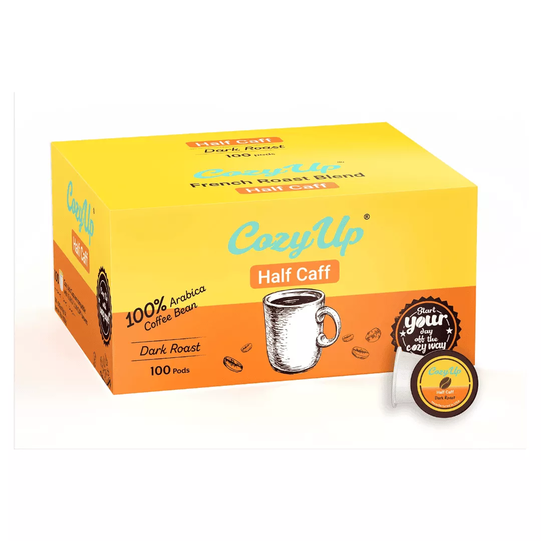Cozy Up 100-Count Half Caff Breakfast Blend Dark Roast Single-Serve Coffee Pods Compatible With Keurig K-Cup Brewers