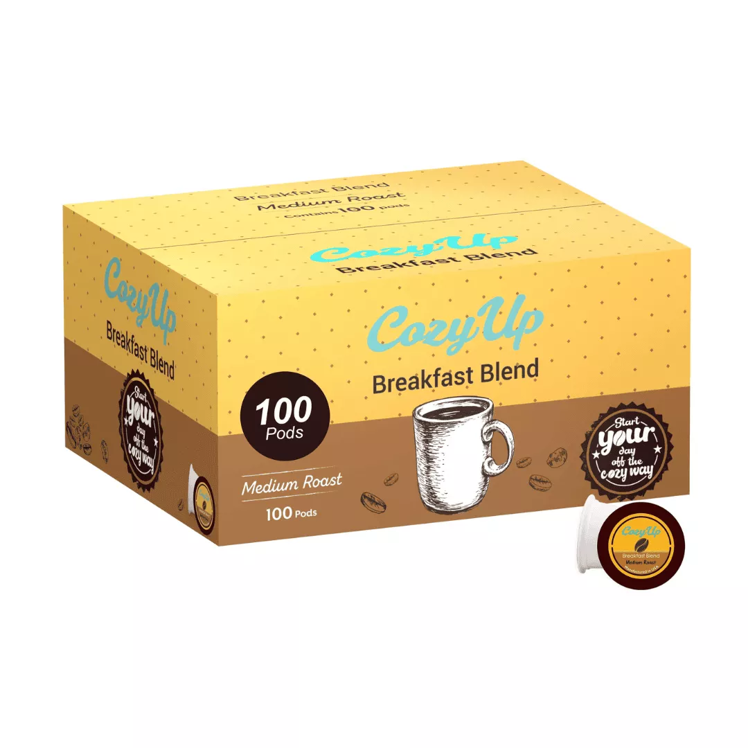 Cozy Up, 100-Count, Medium Roast Breakfast Blend Single-Serve Coffee Pods Compatible with Keurig K-Cup Brewers