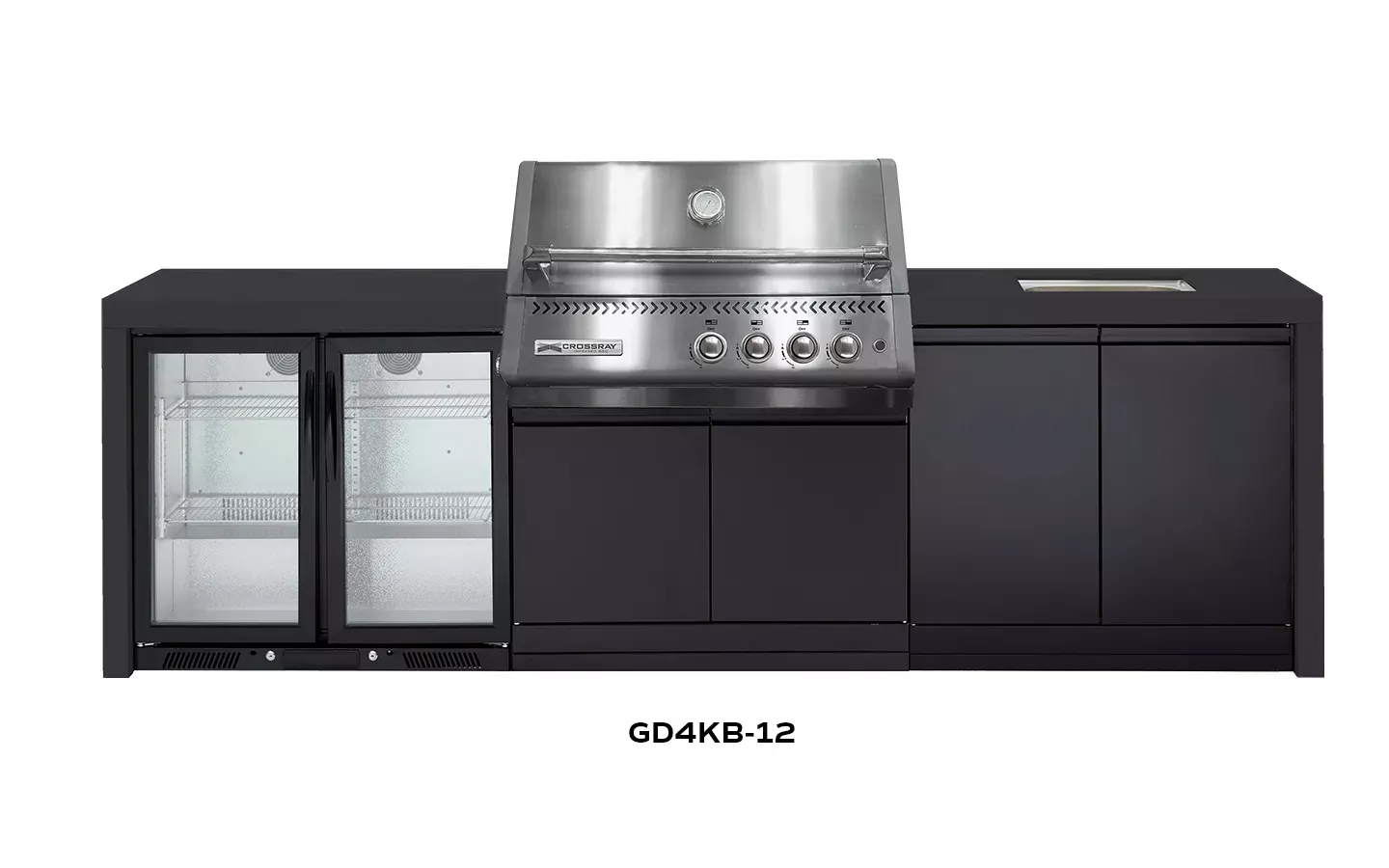 Crossray Premium Xplor Black Outdoor Kitchen with 4 Burner BBQ