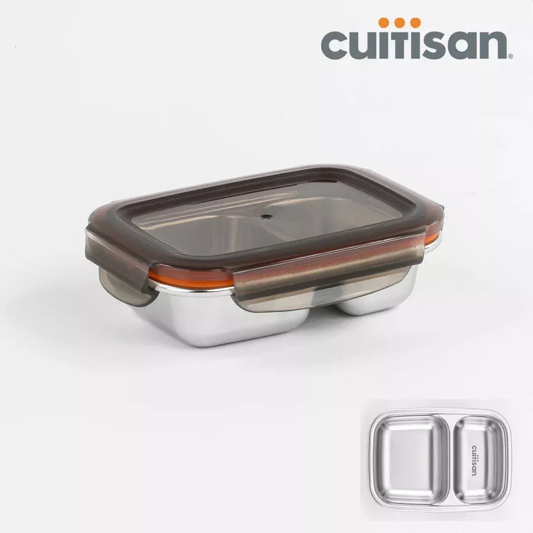 Cuitisan Stainless steel Microwavable Storage Box - Partition Rectangle 370ml