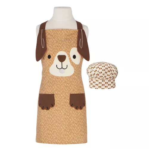 Daydream Kids Apron and Hat Set - Dog, Brown