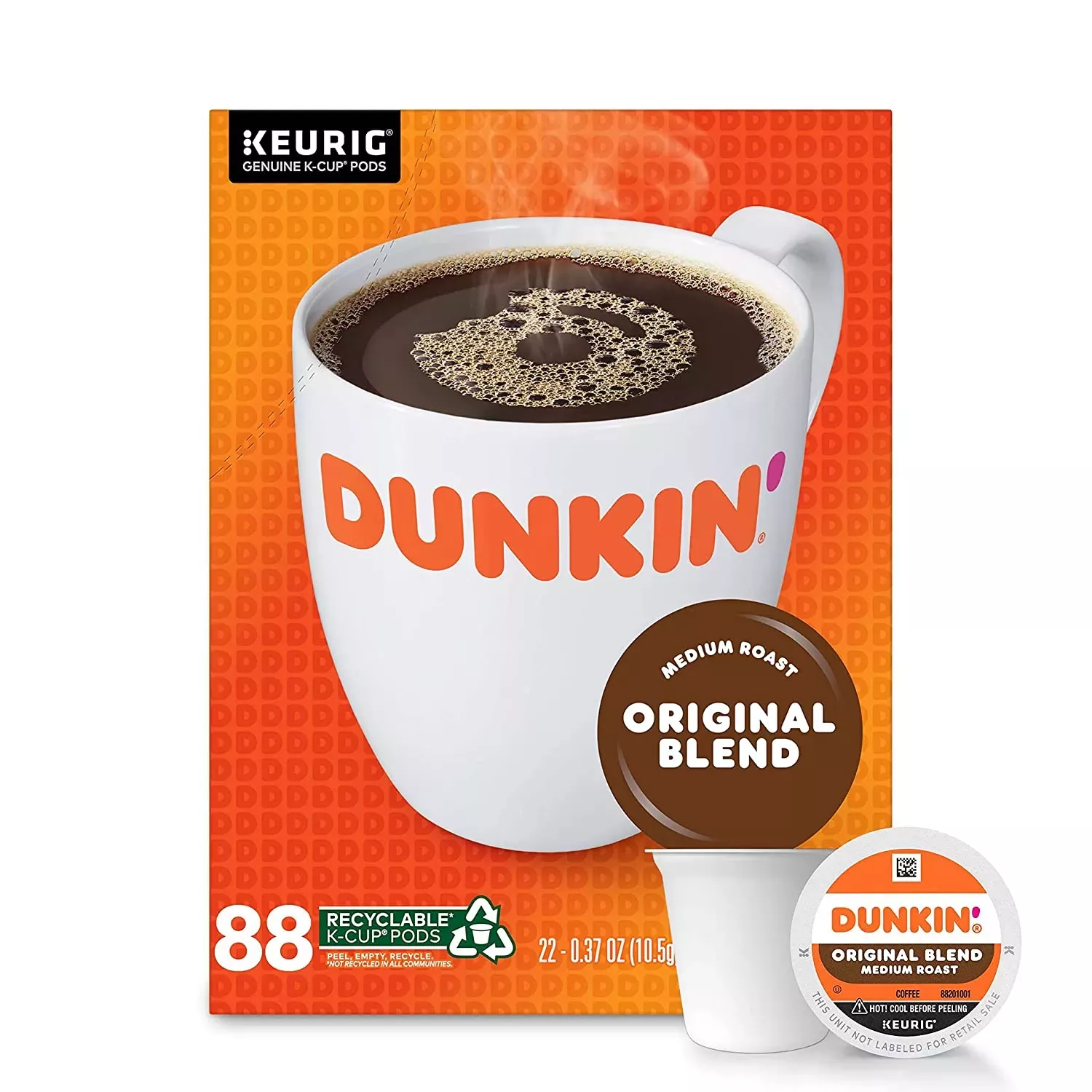 Dunkin’ Original Blend Medium Roast Coffee, 88 Count K-Cup Pods