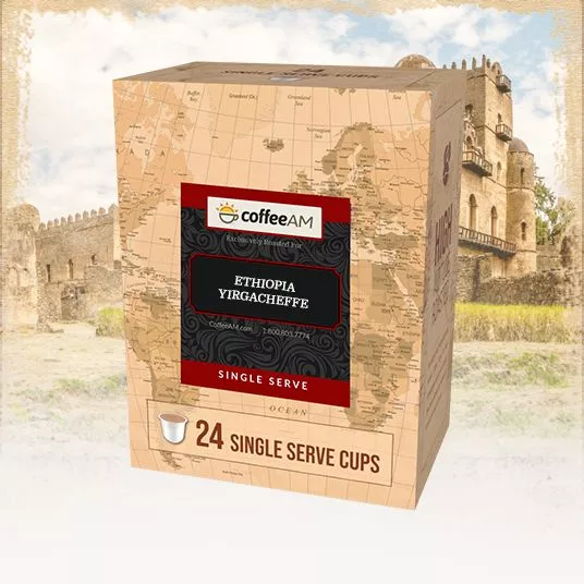 Ethiopia Yirgacheffe Coffee, Single Serve, 24 Pack