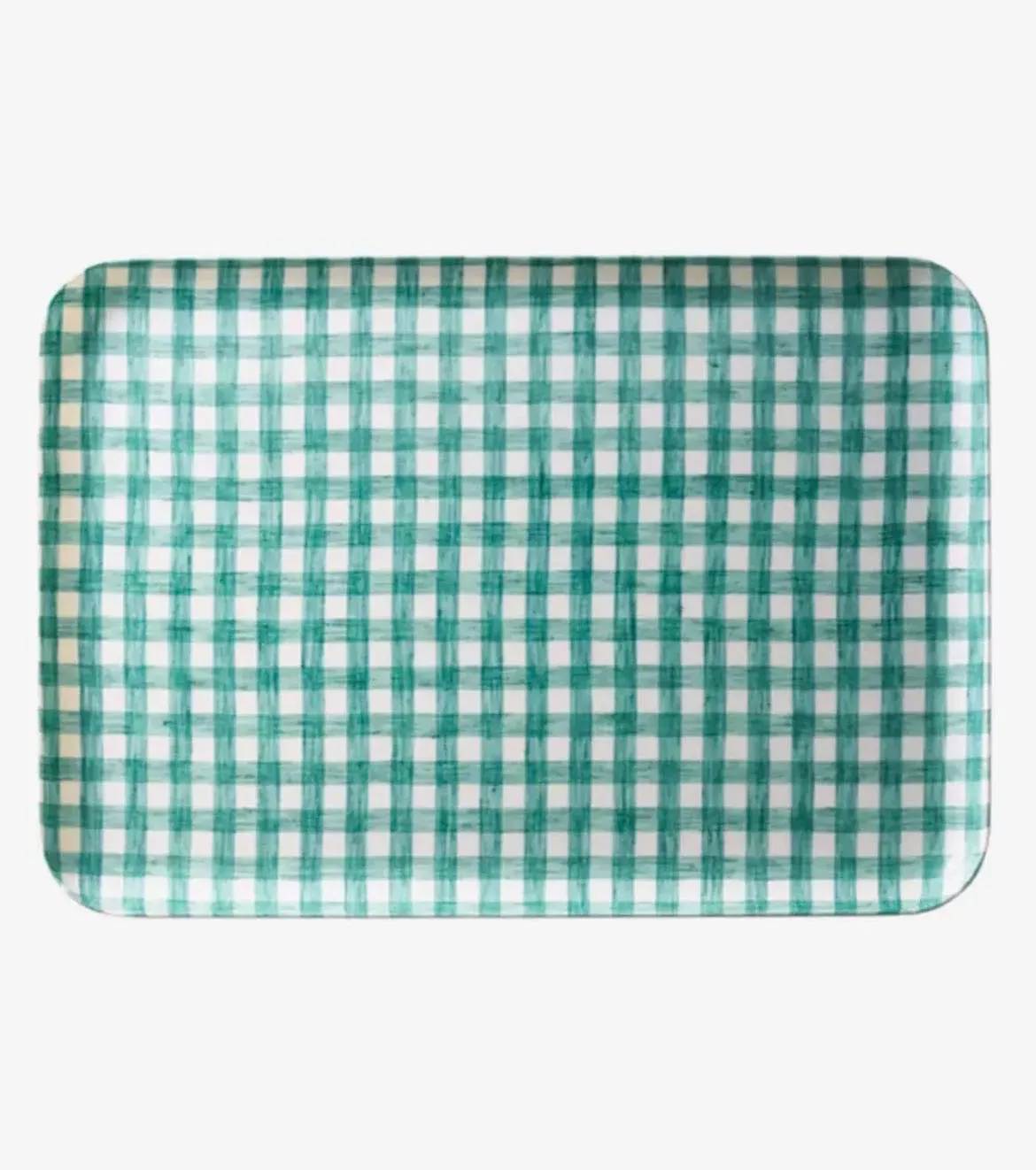 Fog Linen - Turquoise Checkered Tray