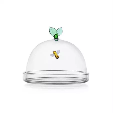 Ichendorf Milano | Glass Dome with Dish Bee & Leaf