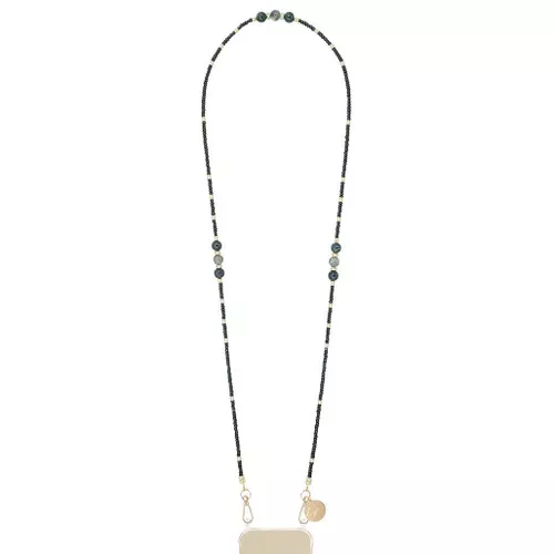 Iris Crossbody Phone Lanyard - Black Pearls, 120cm