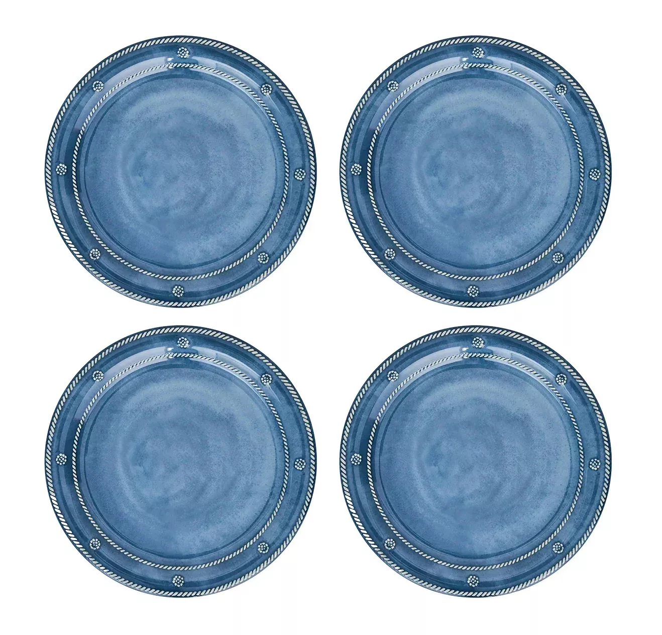 Juliska Melamine Berry & Thread 11" Dinner Plate Set/4 - Ocean or Seagrass