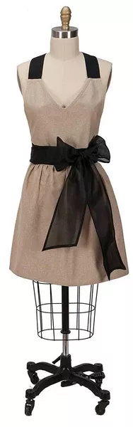 Kay Dee Apron Taupe with Organza Sash