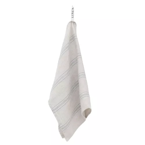 Kitchen Towel Linen - Grey Blue Wide Stripe Rustic, 18 x 26-in