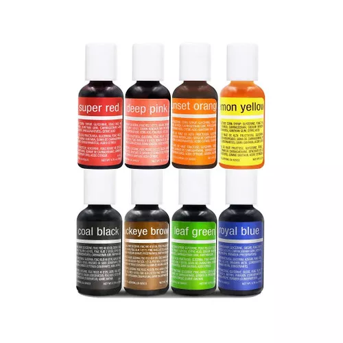 Liqua-Gel Food Colouring - Assorted Colours, Kit of 8