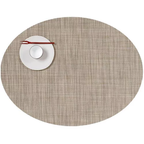 Mini Basketweave Placemat Oval - Linen, 14 x 19.25-in