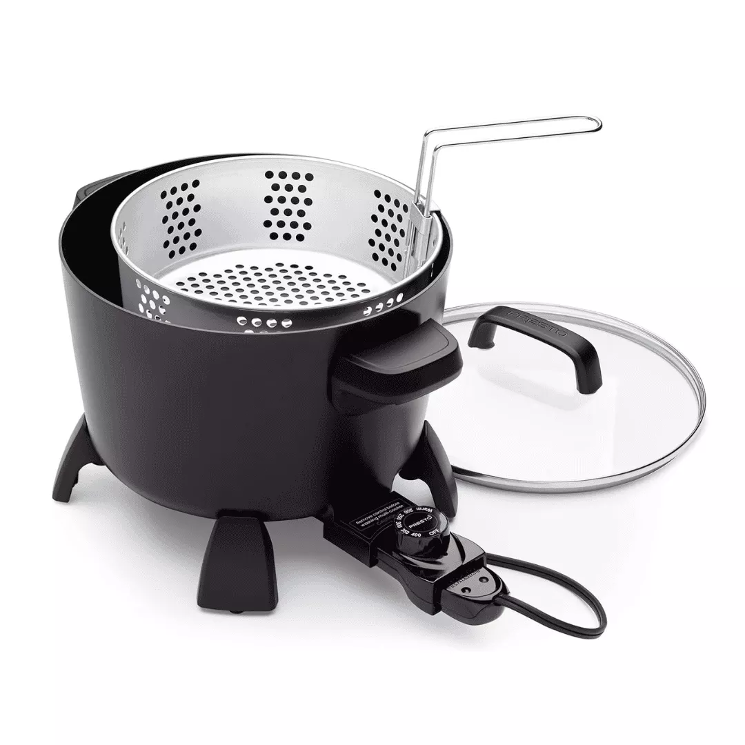 Presto 8-Quart Big Kettle, Steamer and Deep Fryer Multi-Cooker, Black