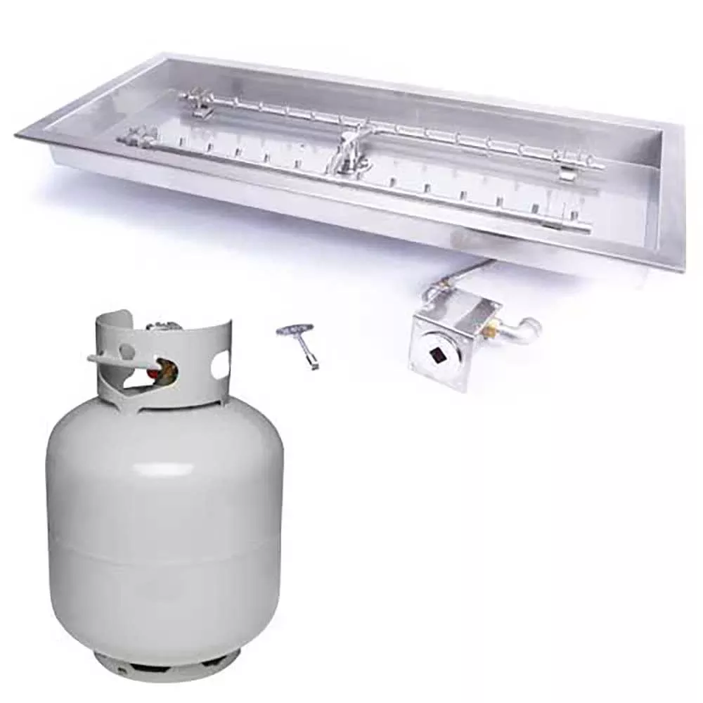 Rectangle Drop-In Torpedo Fire Pit H-Burner Kit for Small LP Tank Match Lit Ignition by HPC Fire