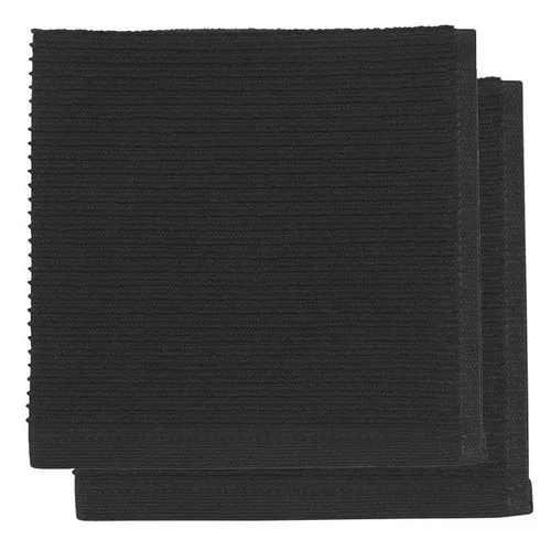 Ripple Square Dishcloths - Black, Set of 2