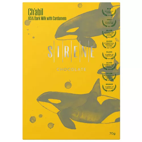 SIRENE - 65% Dark Milk with Cardamom Chocolate Bar - Ch'abil, 70g