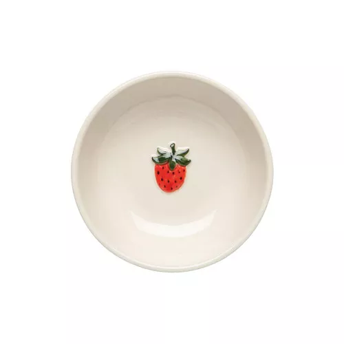 Strawberry Embossed Pinch Bowl - Stoneware, 3-in