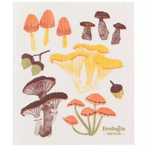 Swedish Dishcloth - Field Mushrooms, 6.5 x 8-in
