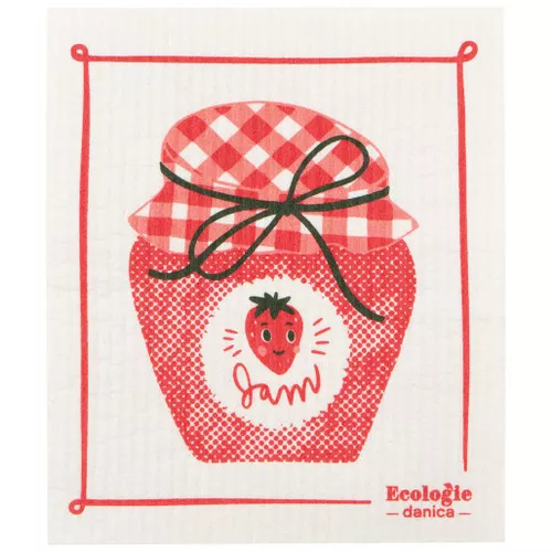 Swedish Dishcloth - Strawberry Jam, 6.5 x 8-in