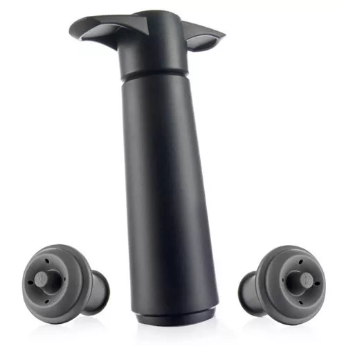 Vacuum Wine Saver Pump - with 2 Stoppers, Black