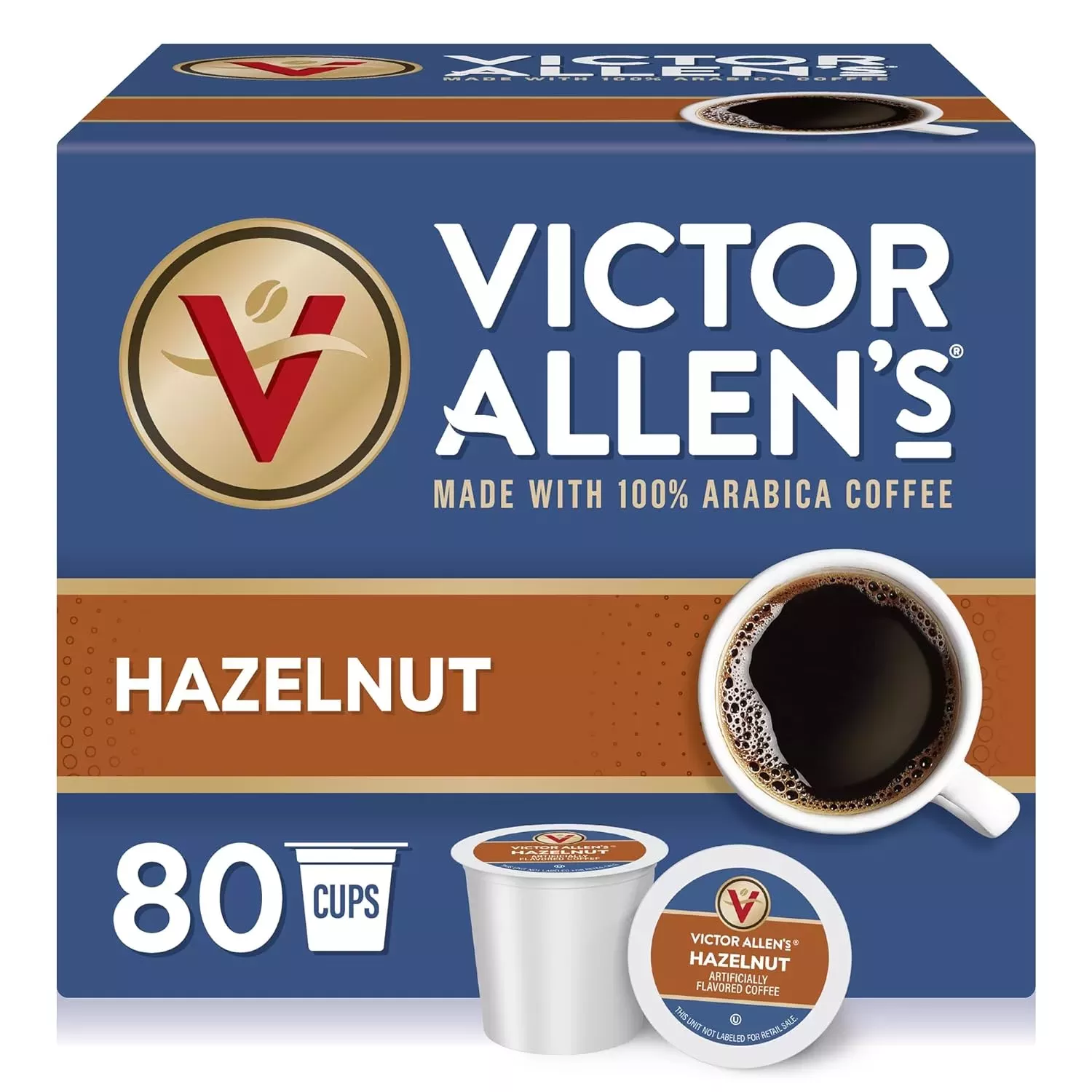 Victor Allen’s Coffee Hazelnut Flavored, Medium Roast, 80 Count, Single Serve Coffee Pods for Keurig K-Cup Brewers