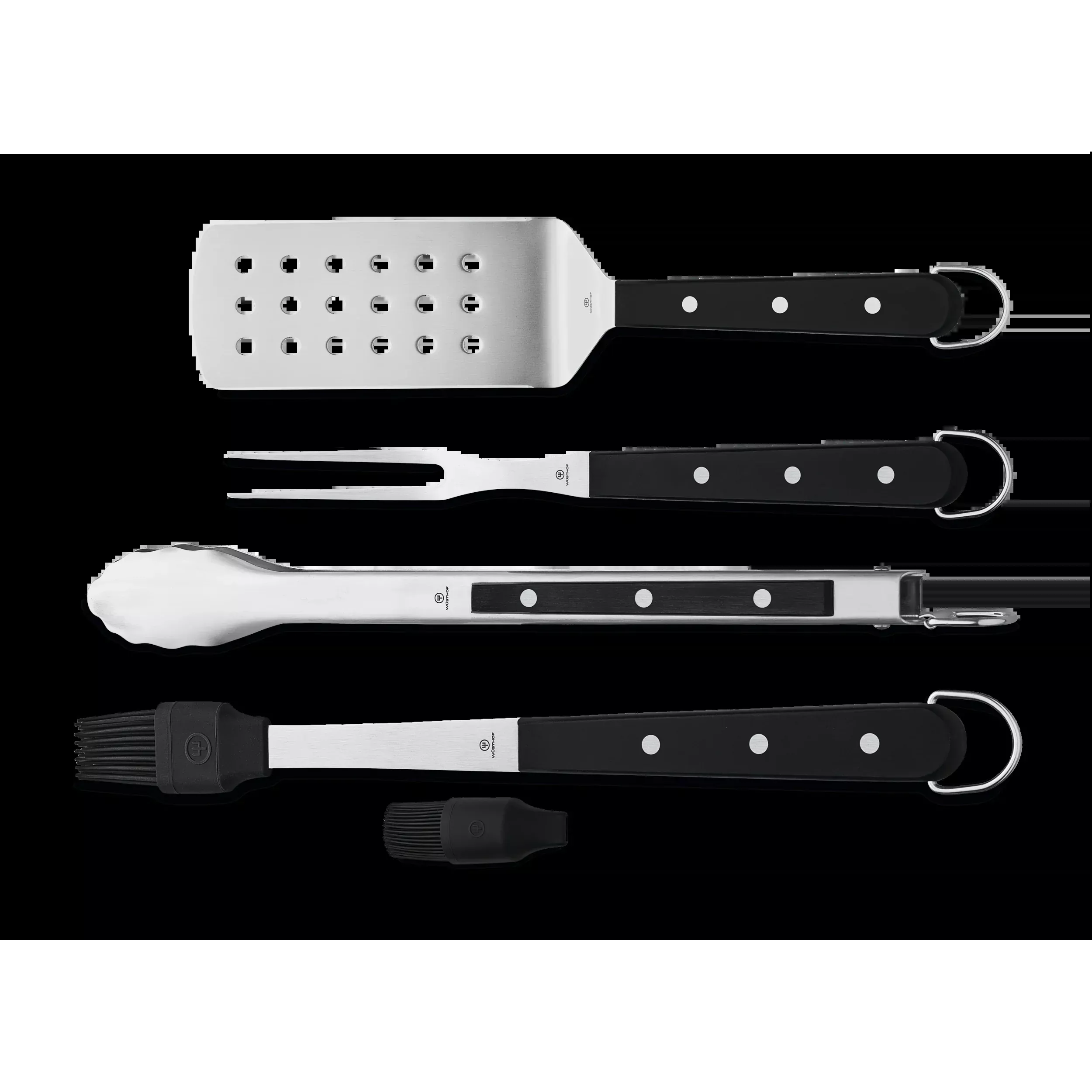 WÜSTHOF 4 Piece BBQ Set - Black